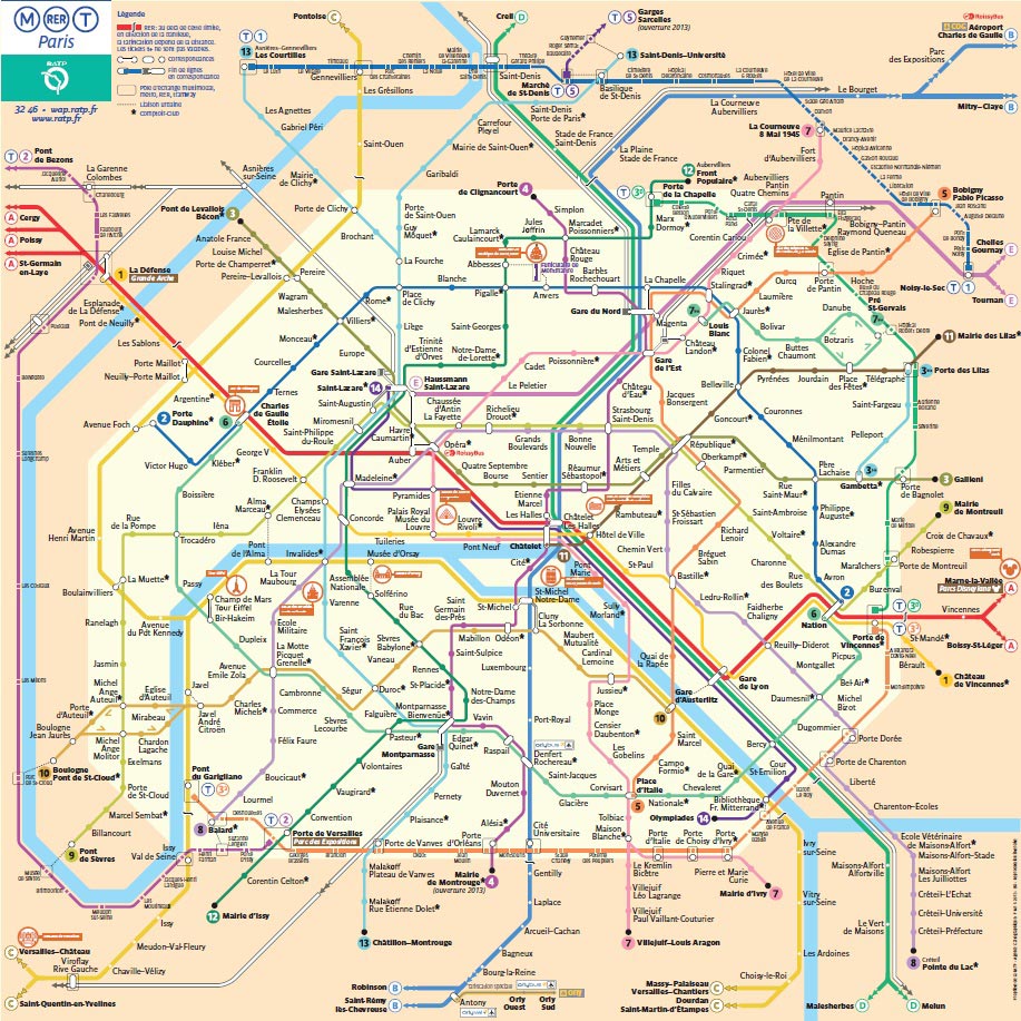 Paris Metro og RER - zoner, priser, åbningstider kort (2019)
